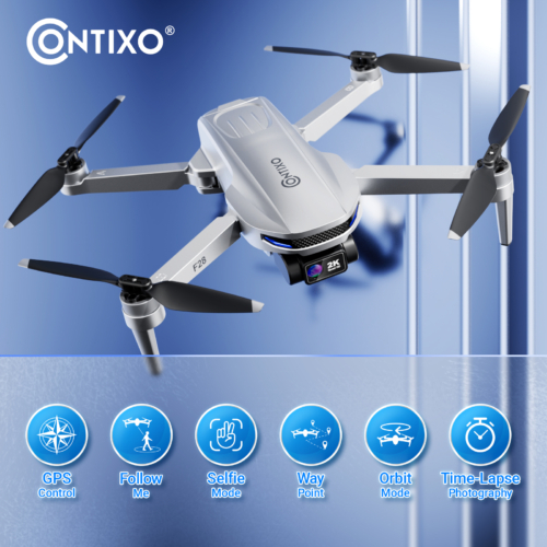 Contixo F28 Foldable GPS Drone - 2K FHD Camera with GPS Control and Selfie Mode - Follow Me, Way Point, & Orbit Mode -With Carrying Case