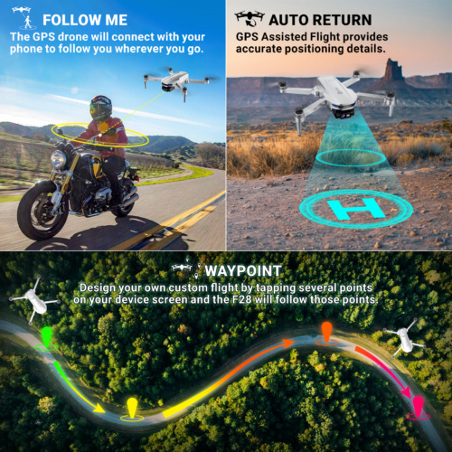 Contixo F28 Foldable GPS Drone - 2K FHD Camera with GPS Control and Selfie Mode - Follow Me, Way Point, & Orbit Mode -With Carrying Case