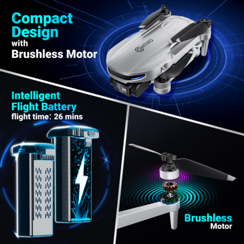 Contixo F28 Foldable GPS Drone - 2K FHD Camera with GPS Control and Selfie Mode - Follow Me, Way Point, & Orbit Mode -With Carrying Case