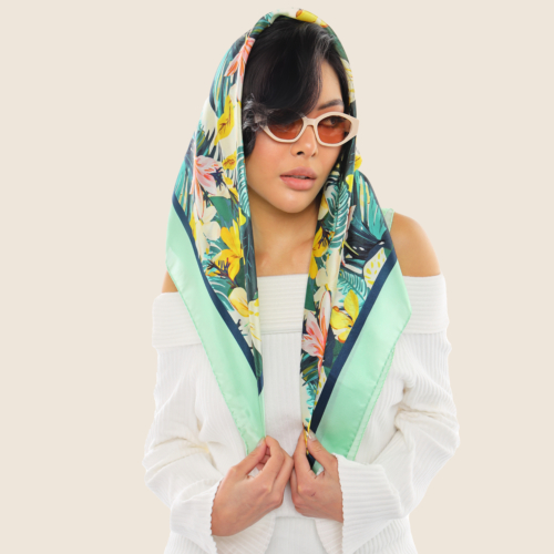 Pistachio Exotic Paradise Silk Scarf