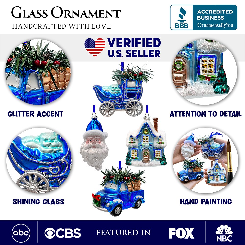 AttributeImage-01AMarvelousBlueChristmasSetofFourGlassOrnamentswithSanta_Truck_SnowCabinandSleigh.jpg