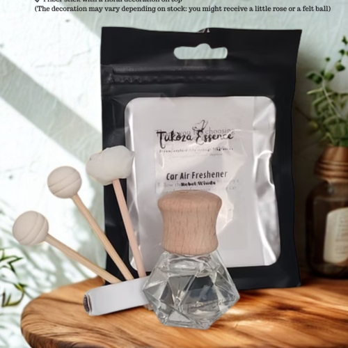 Full Rebel Winds set – car air freshener, 3 reeds, and pouch – informative image with 'What you receive' text overlay