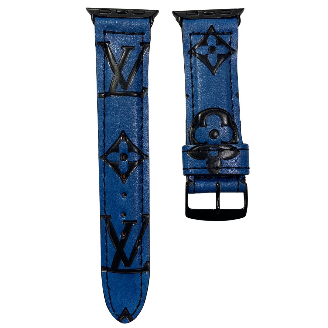 Upcycled Louis Vuitton Apple Watch Band  Blue/ Black Upcycled Louis Vuitton Apple Watch Band Blue/ Black