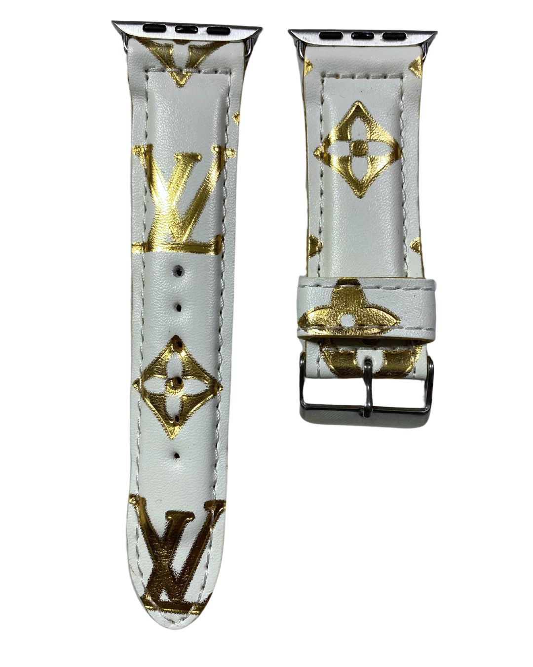 Upcycled Louis Vuitton Apple Watch Band  Gold /White Upcycled Louis Vuitton Apple Watch Band Gold /White