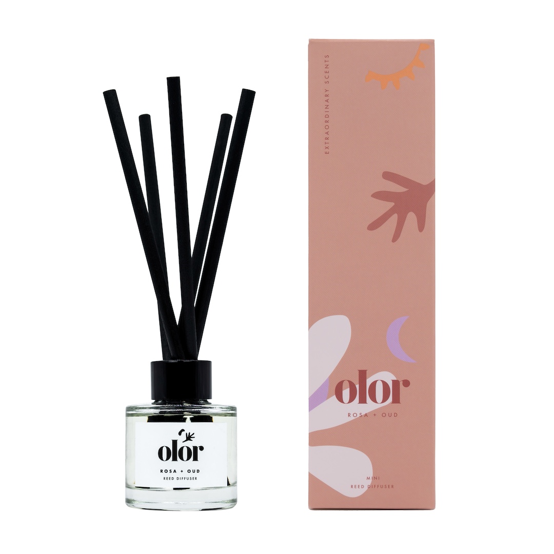 Olor Rosa + Oud Mini Reed Diffuser (2)
