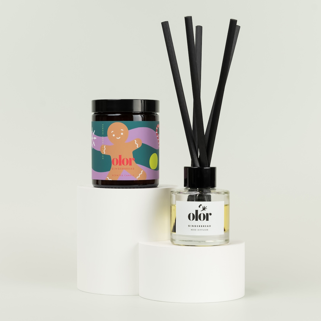 Olor Gingerbread Delight Candle & Diffuser Collection Gift Set (2)