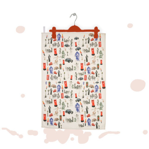 Artist-designed cotton apron featuring iconic London images – UK made, wholesale pack of 4.