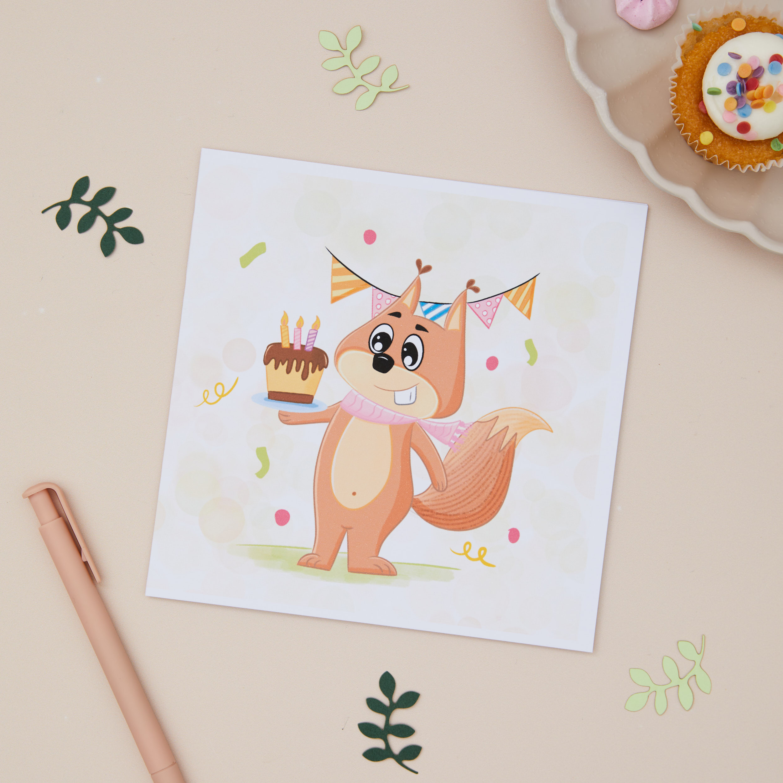 Kids Card Racoon with Cake