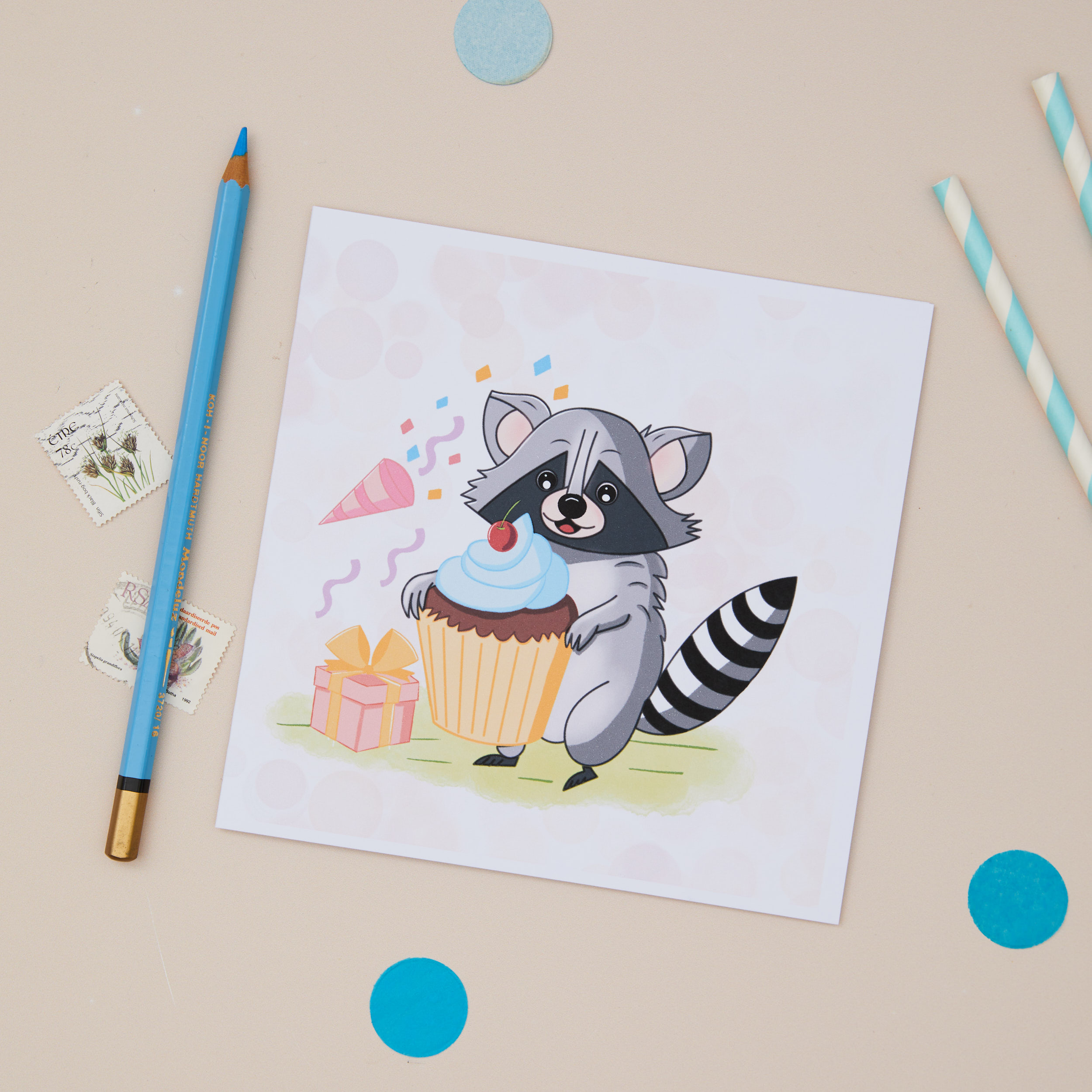 Kids Card Racoon
